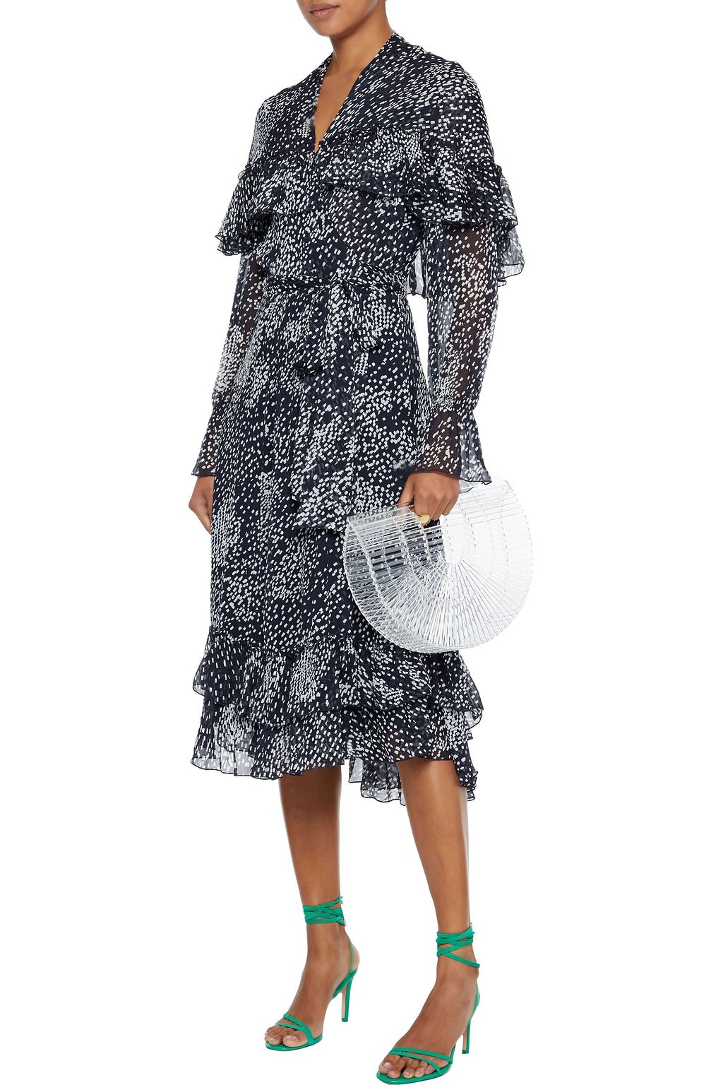DIANE VON FURSTENBERG Martina ruffled printed georgette midi wrap dress