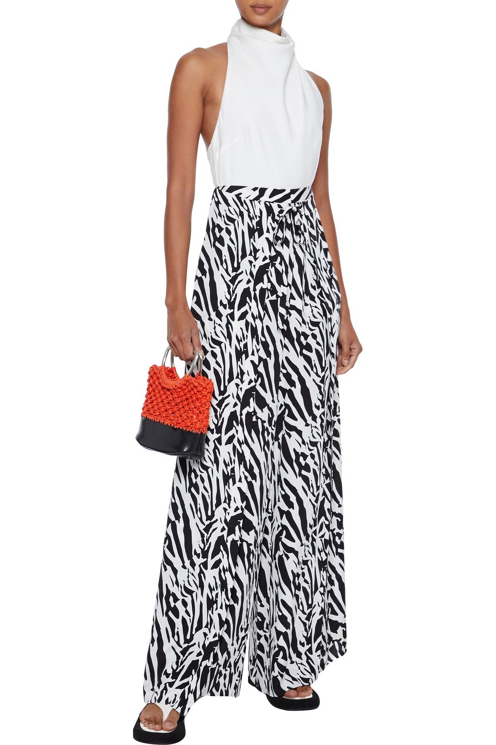 DIANE VON FURSTENBERG Jeanette zebra-print silk crepe de chine wide-leg pants