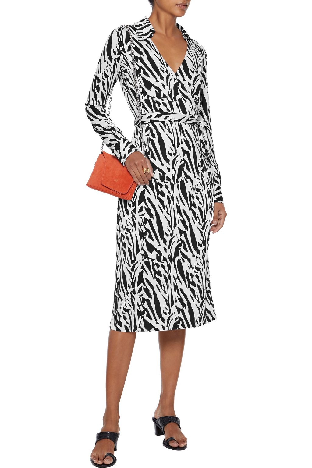DIANE VON FURSTENBERG Power wrap-effect tiger-print silk-jersey midi dress