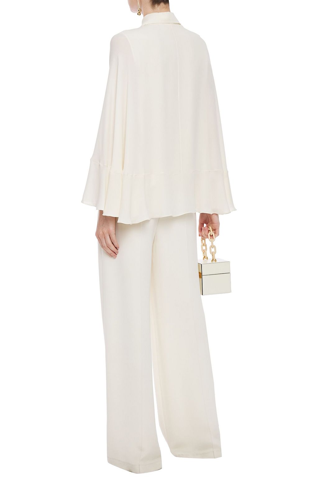 VALENTINO GARAVANI Cape-effect fluted silk-crepe blouse