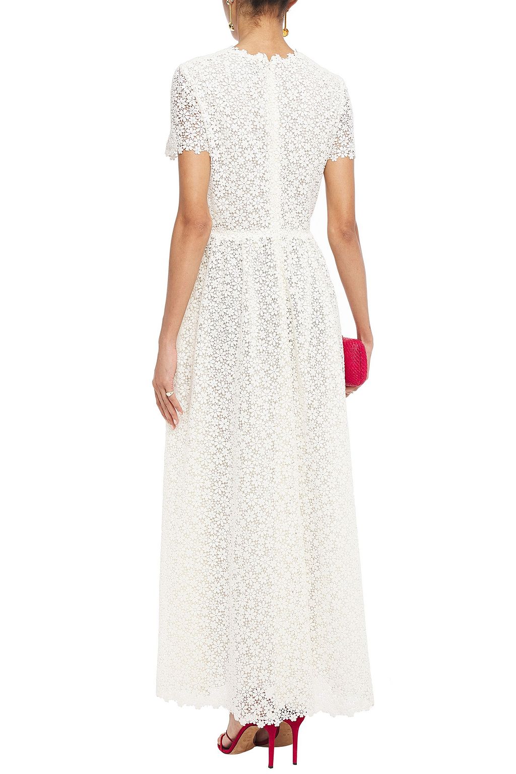 VALENTINO GARAVANI Embroidered cotton-blend guipure lace maxi dress