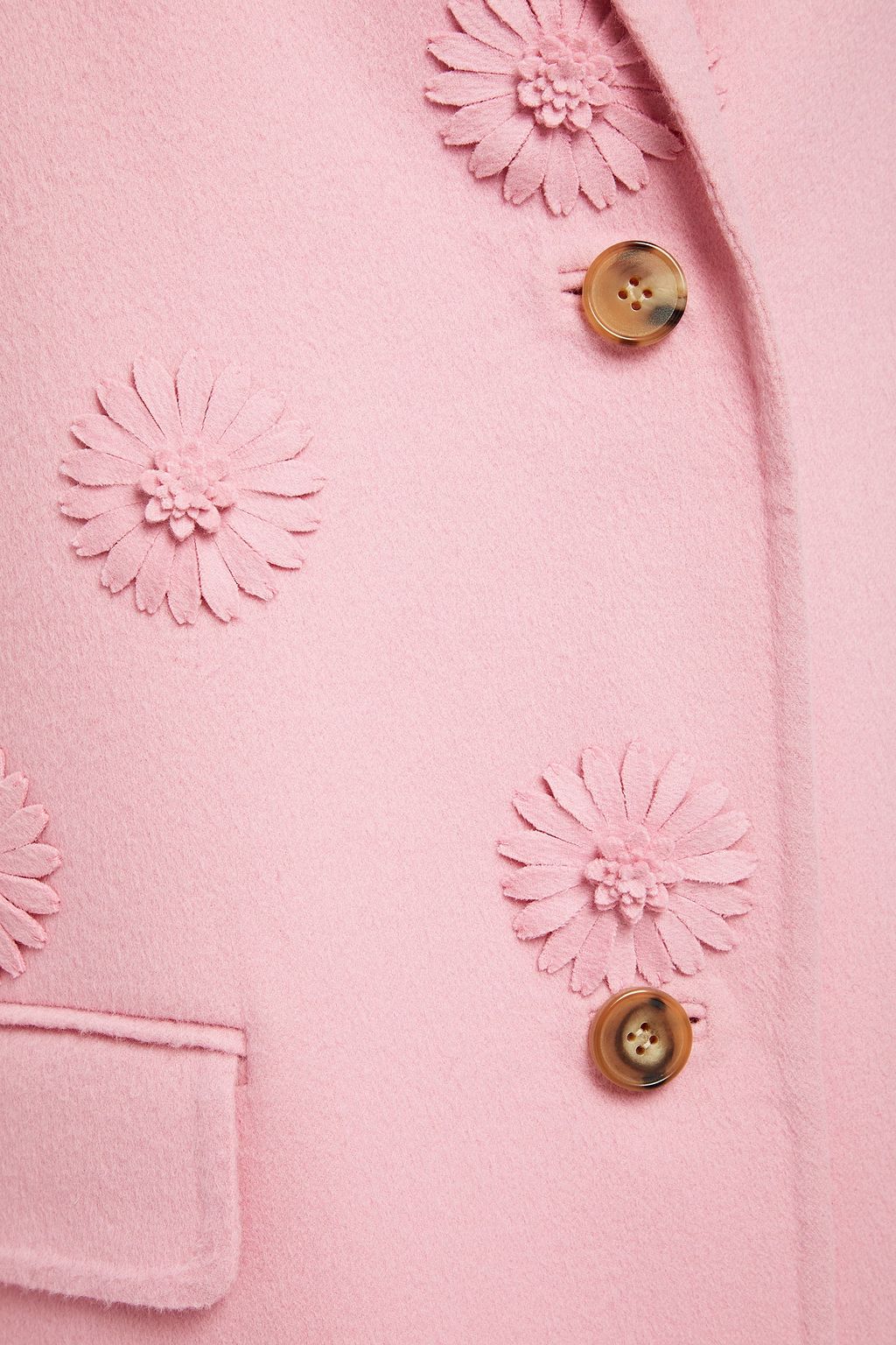 VALENTINO GARAVANI Floral-appliquéd wool and cashmere-blend coat