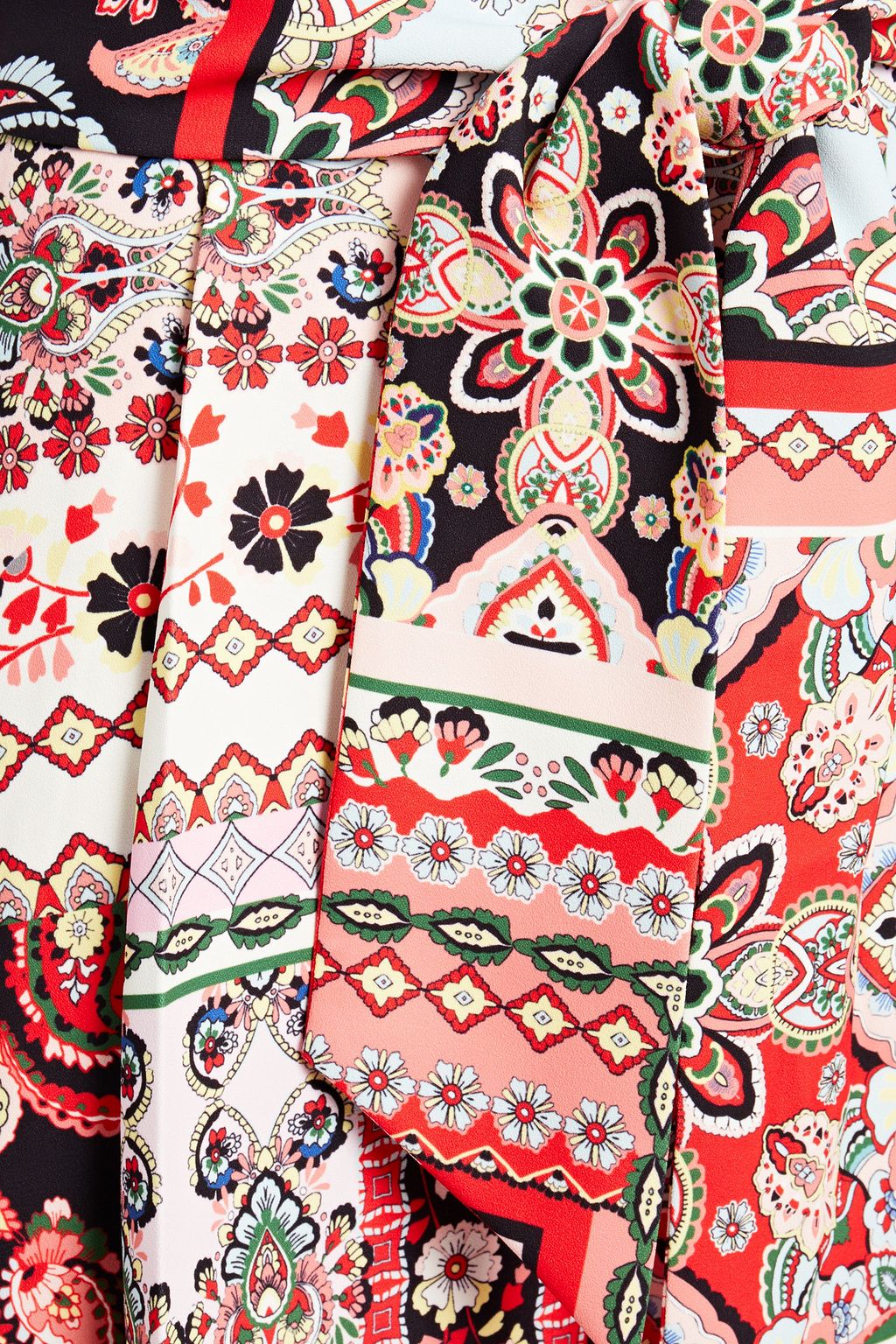 ALICE + OLIVIA Helinda belted printed crepe mini skirt