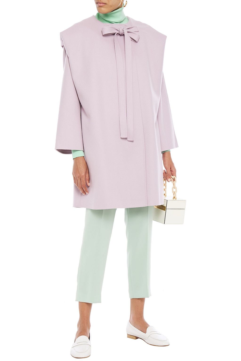 VALENTINO GARAVANI Bow-detailed wool and cashmere-blend felt hooded coat