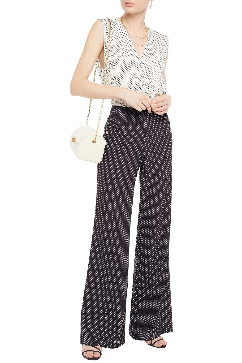 ALICE + OLIVIA Dylan polka-dot crepe flared pants