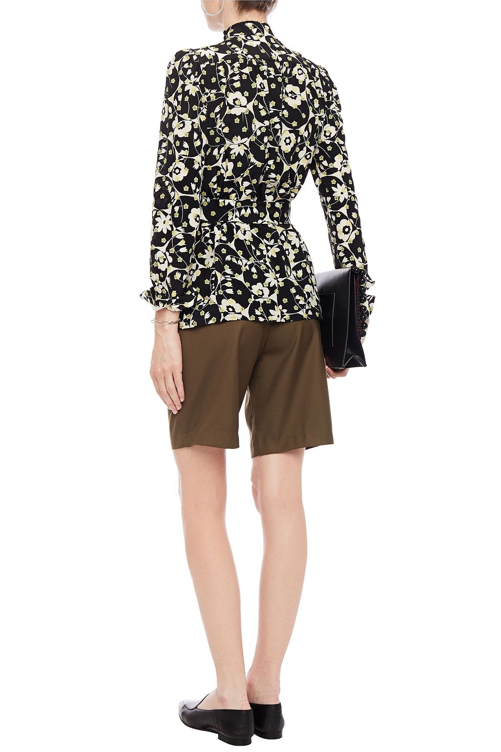 VALENTINO GARAVANI Belted floral-print silk crepe de chine blouse