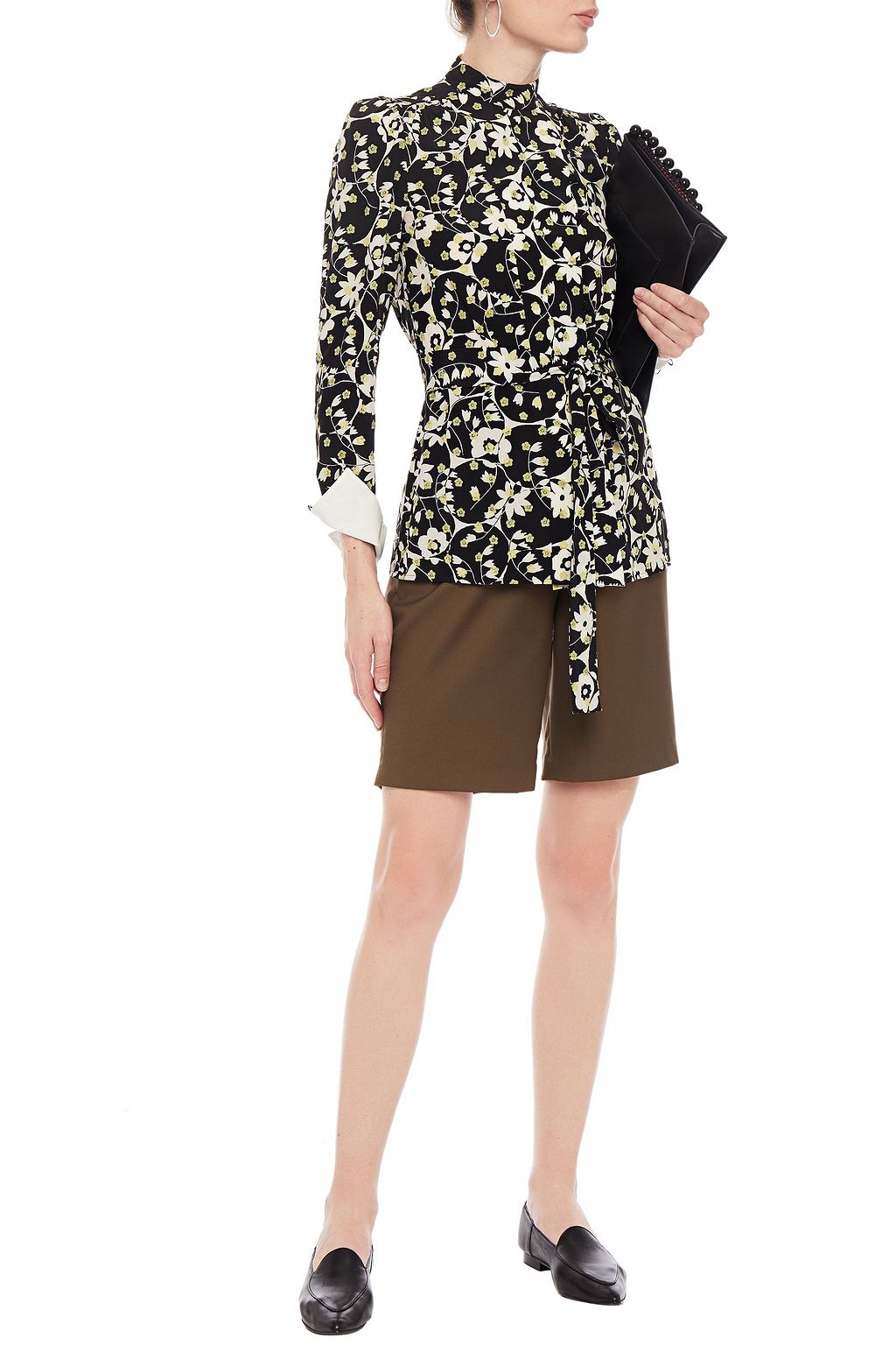 VALENTINO GARAVANI Belted floral-print silk crepe de chine blouse