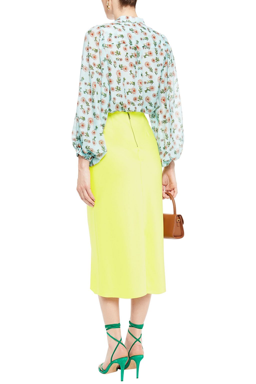 ALICE + OLIVIA Bleistiftrock aus glänzendem Crêpe