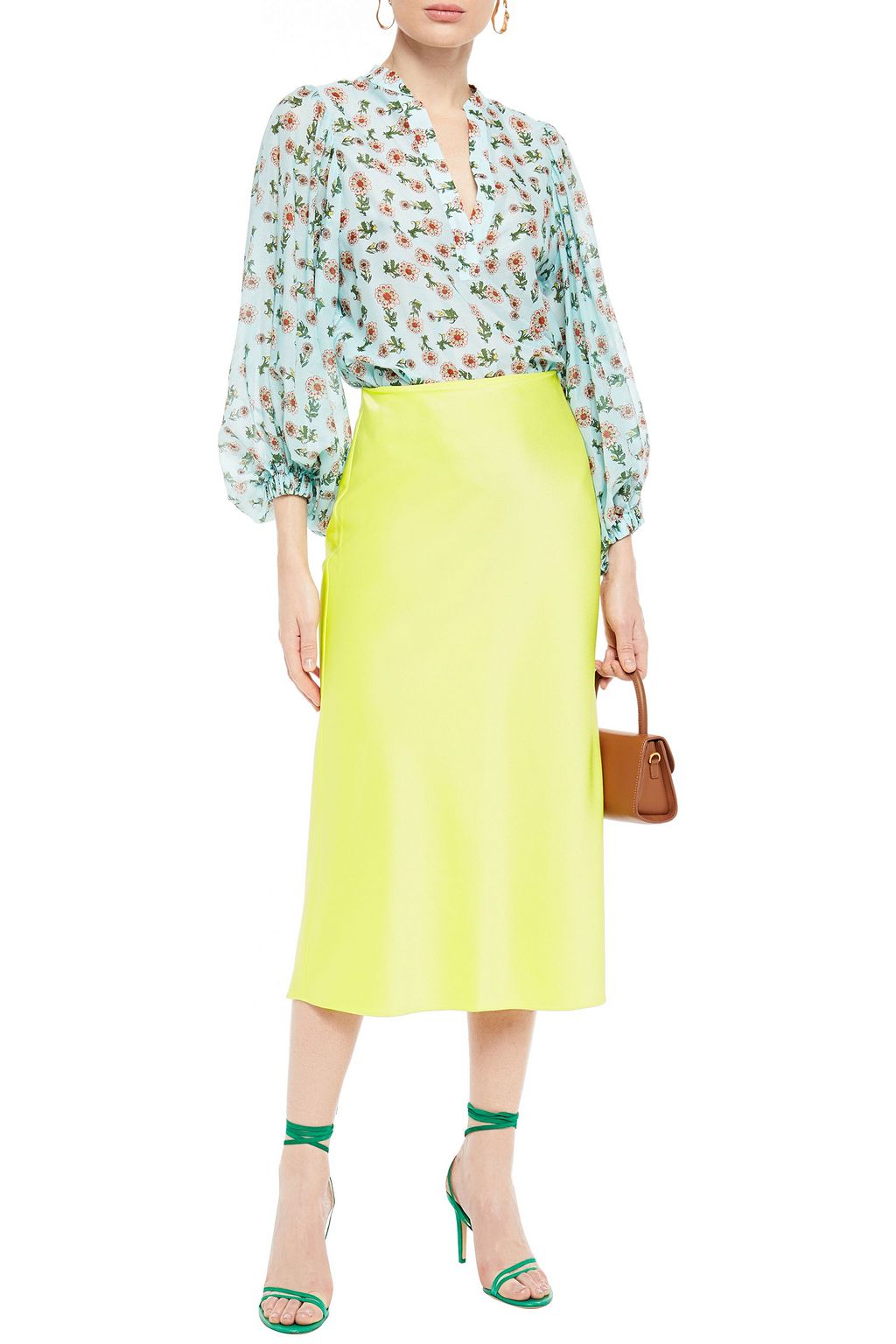 ALICE + OLIVIA Bleistiftrock aus glänzendem Crêpe