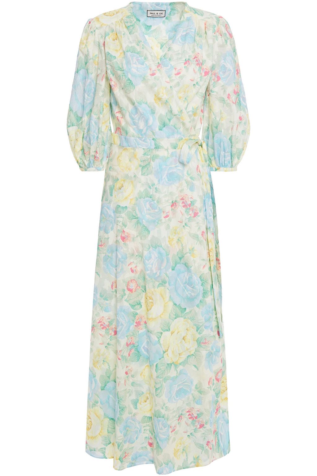 cream midi wrap dress