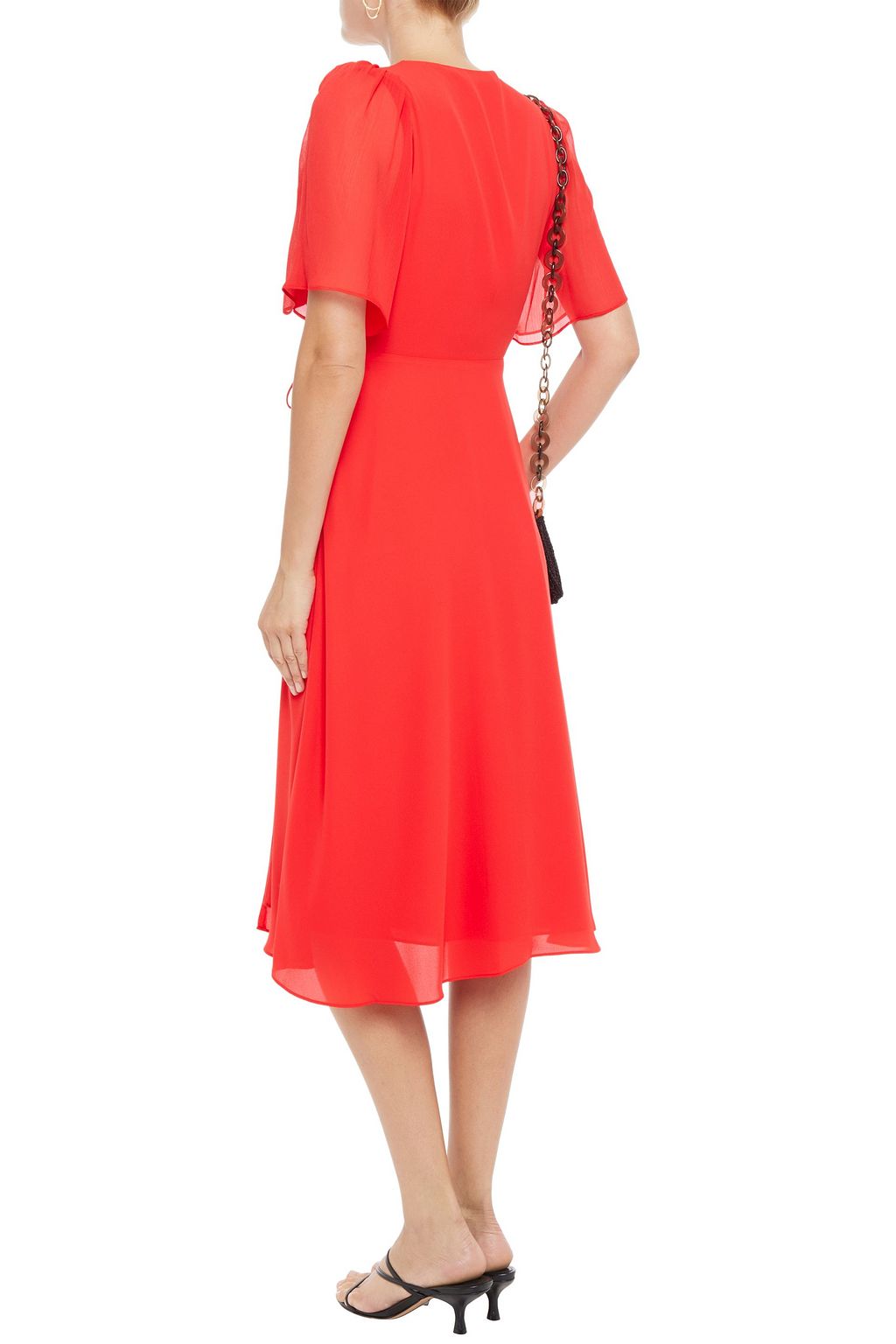 ALICE + OLIVIA Suri georgette-paneled crepe midi wrap dress