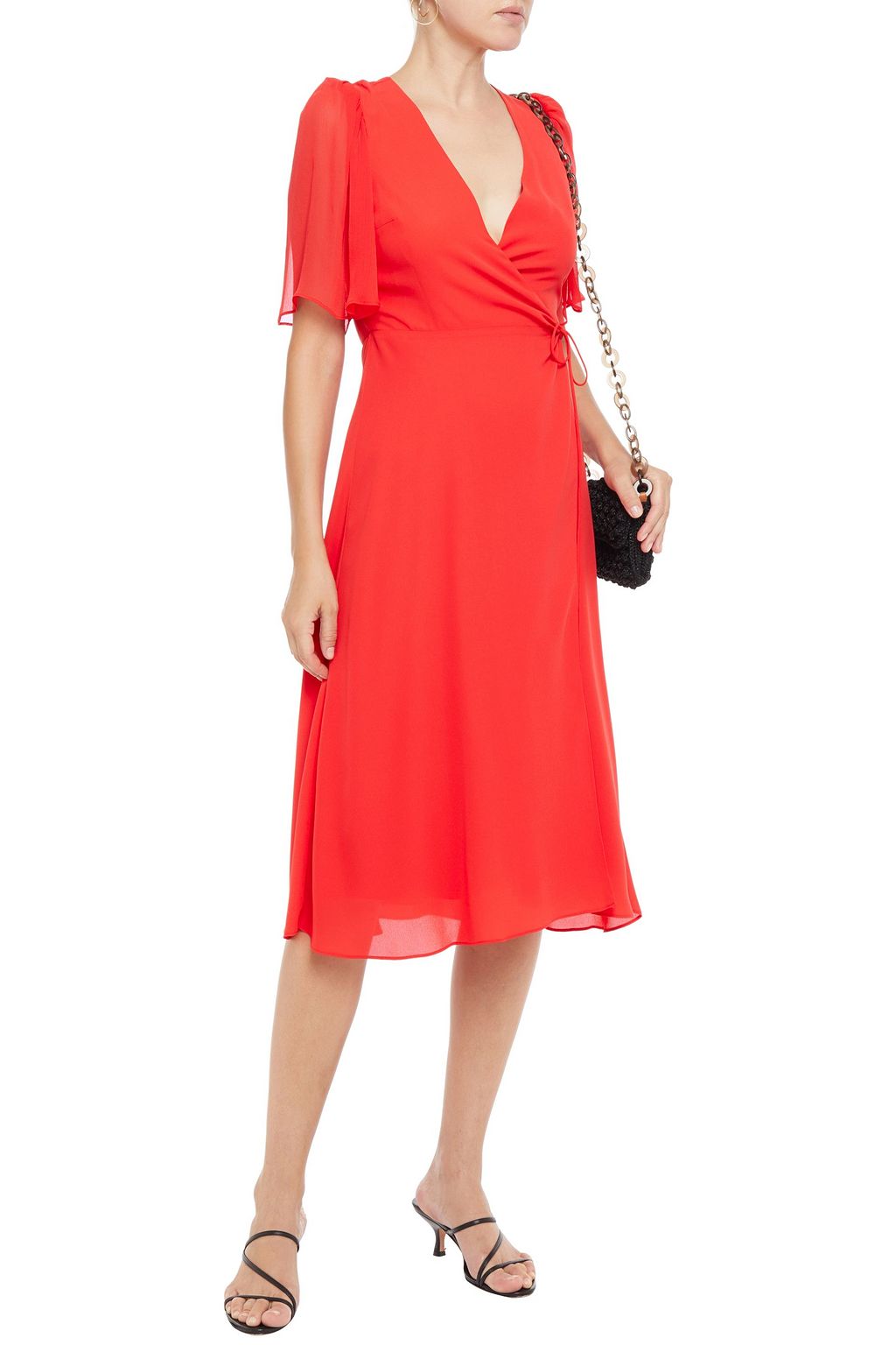 ALICE + OLIVIA Suri georgette-paneled crepe midi wrap dress