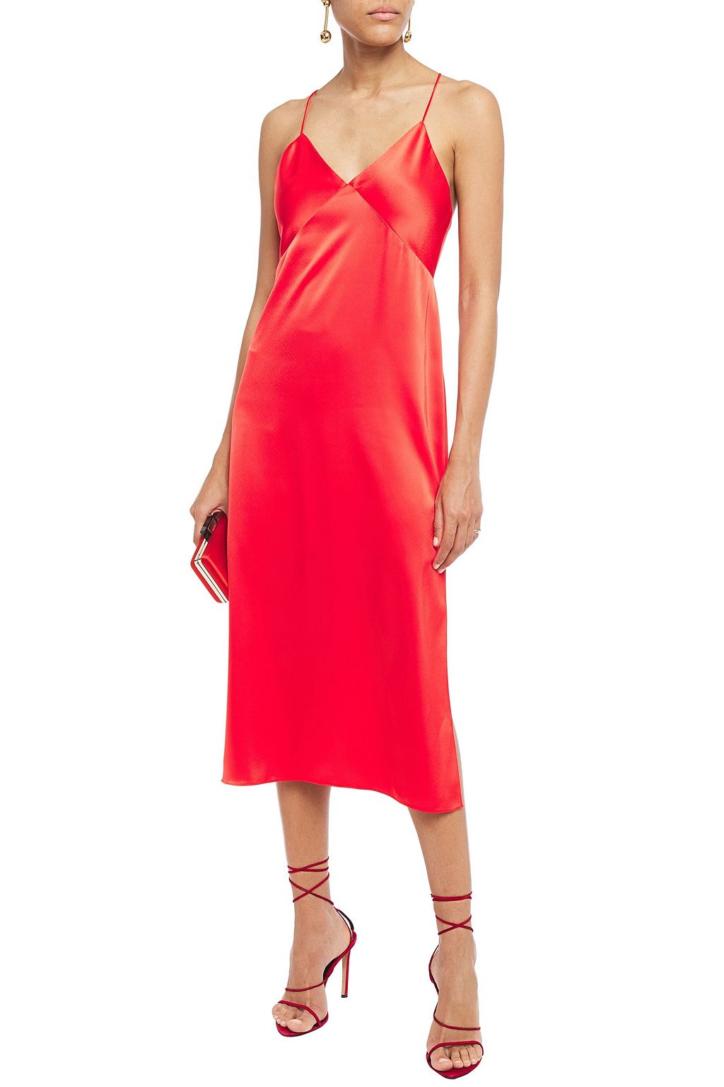 ALICE + OLIVIA Loraine satin-crepe midi slip dress