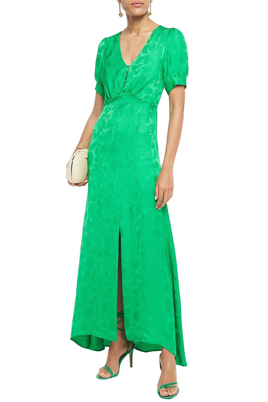 PAUL & JOE Gathered floral-jacquard maxi dress