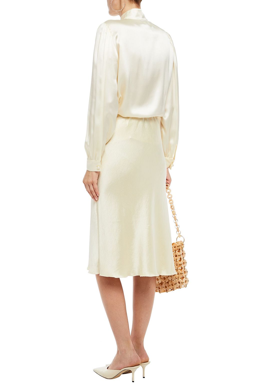 PAUL & JOE Faux pearl-embellished silk-satin blouse