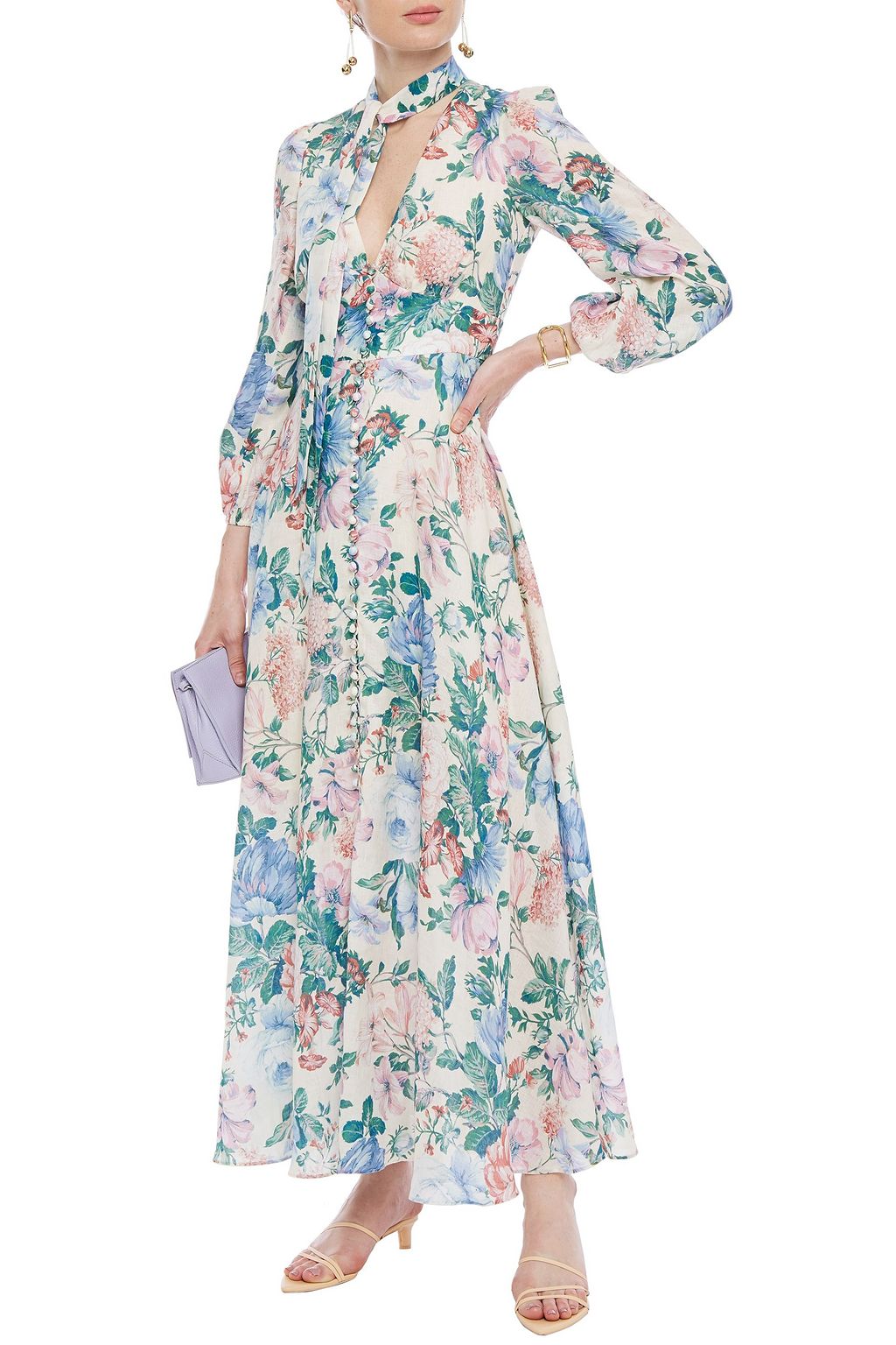 ZIMMERMANN Verity tie-neck floral-print linen-gauze maxi dress