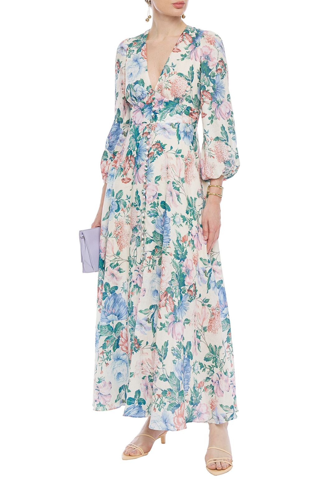 ZIMMERMANN Verity tie-neck floral-print linen-gauze maxi dress