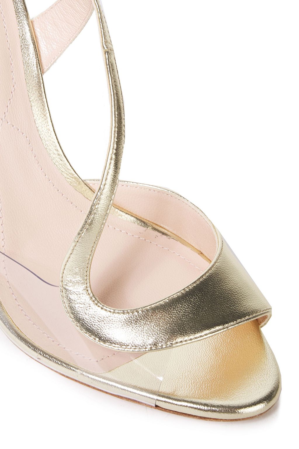 NICHOLAS KIRKWOOD Maeva faux pearl-embellished metallic leather and PVC sandals
