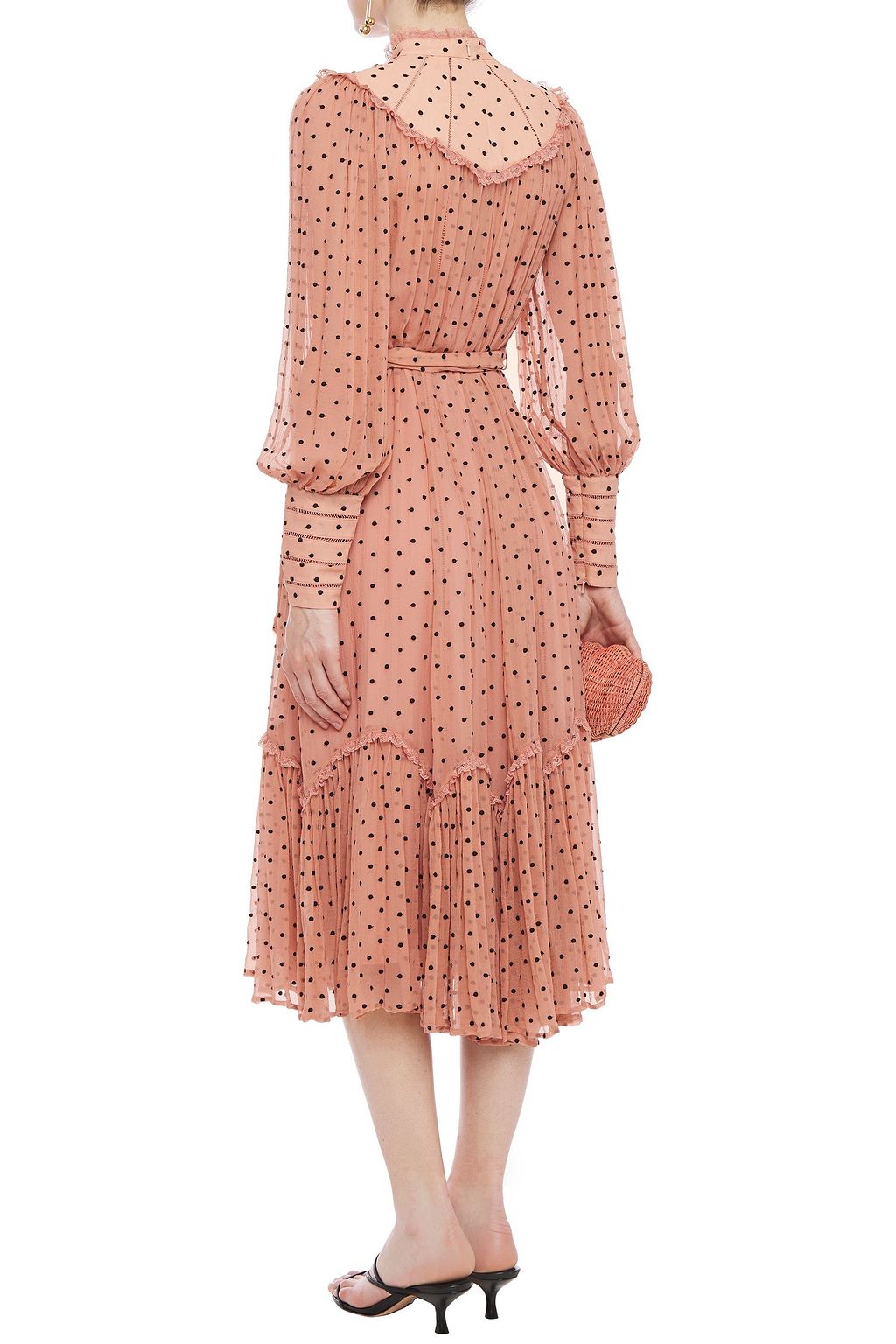ZIMMERMANN Lacetrimmed Swissdot and crepon midi dress
