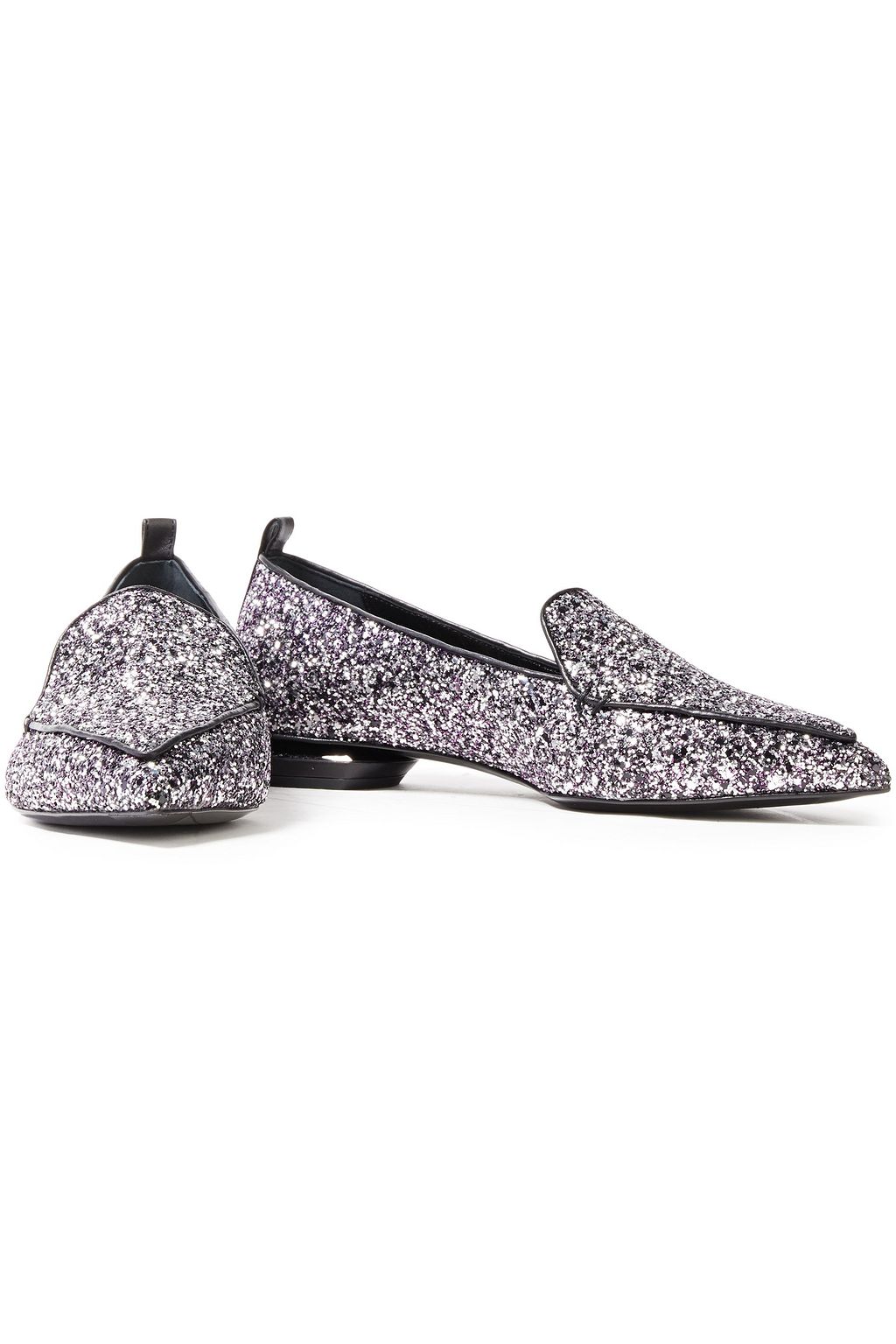 NICHOLAS KIRKWOOD Beya glittered cotton-blend point-toe flats