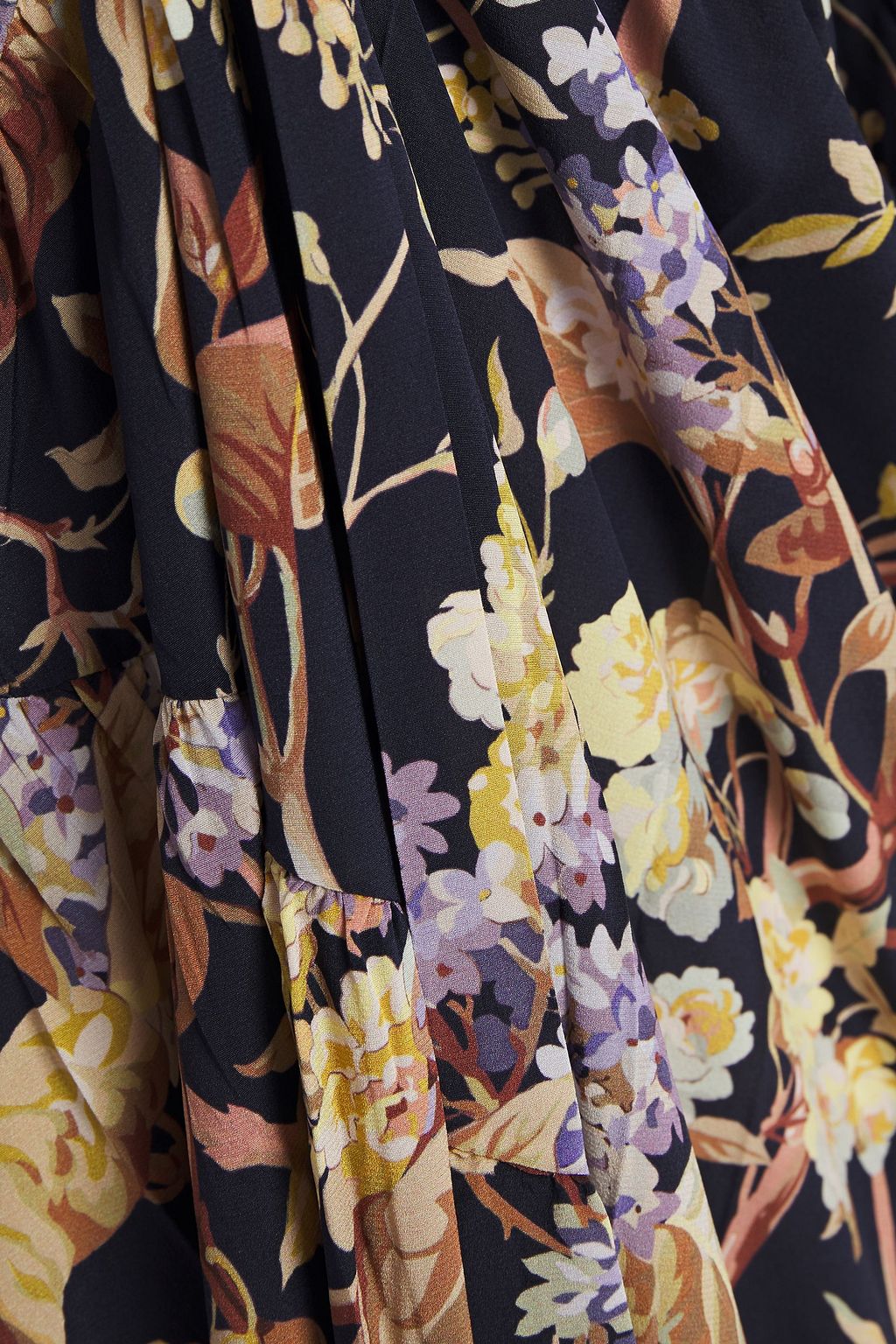 ZIMMERMANN Cold-shoulder floral-print stretch-silk midi dress