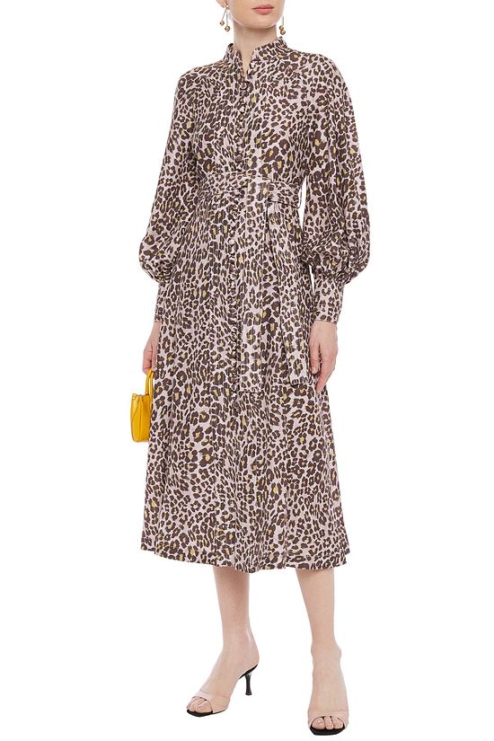 Animal print Gathered leopardprint silk midi dress ZIMMERMANN THE