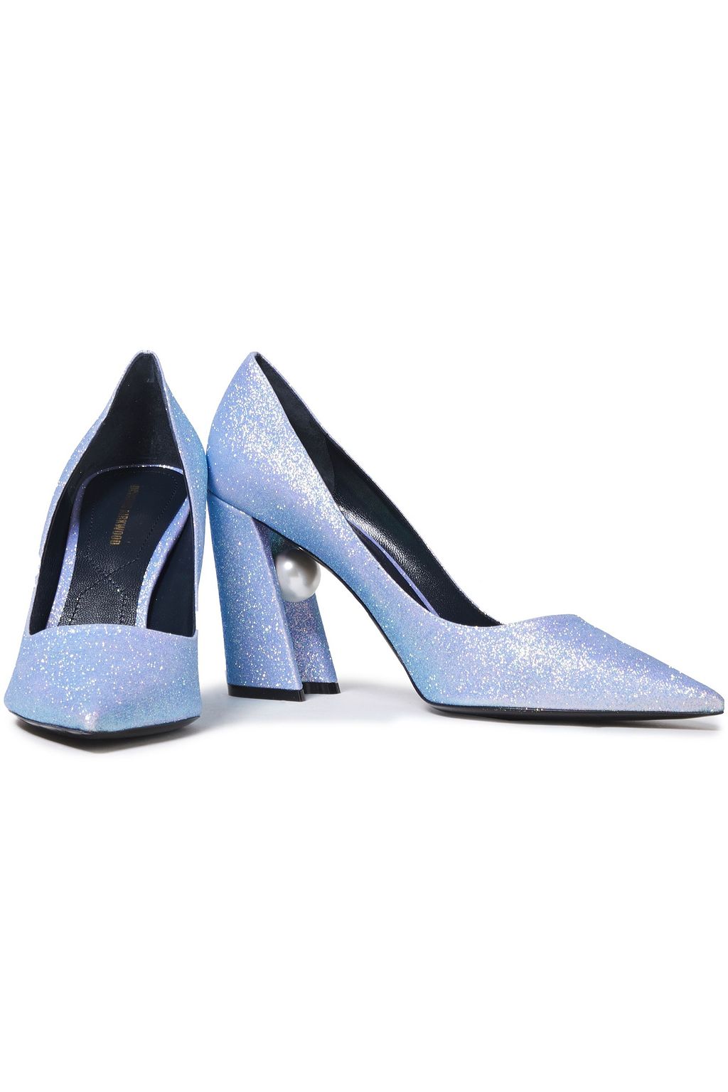 NICHOLAS KIRKWOOD Faux pearl-embellished glittered leather pumps