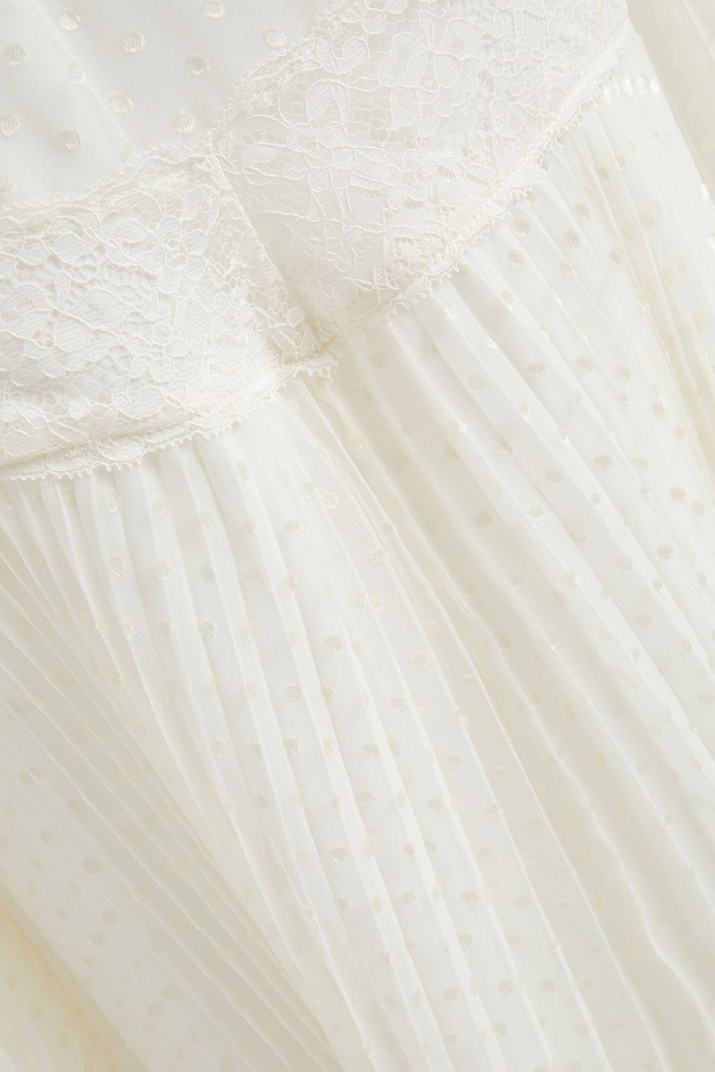 ZIMMERMANN Espionage lace-paneled pleated fil coupé chiffon midi dress