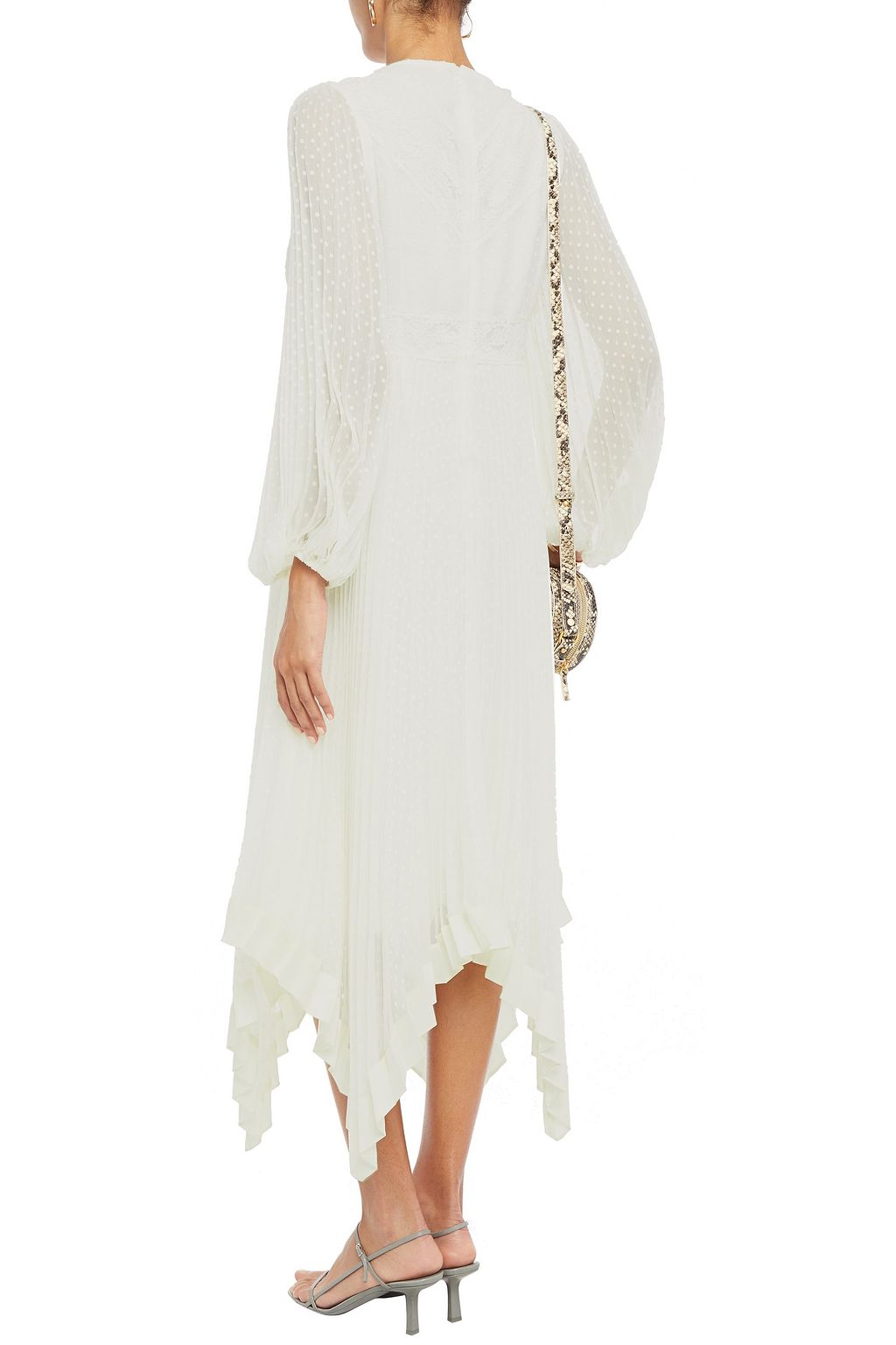 ZIMMERMANN Espionage lace-paneled pleated fil coupé chiffon midi dress