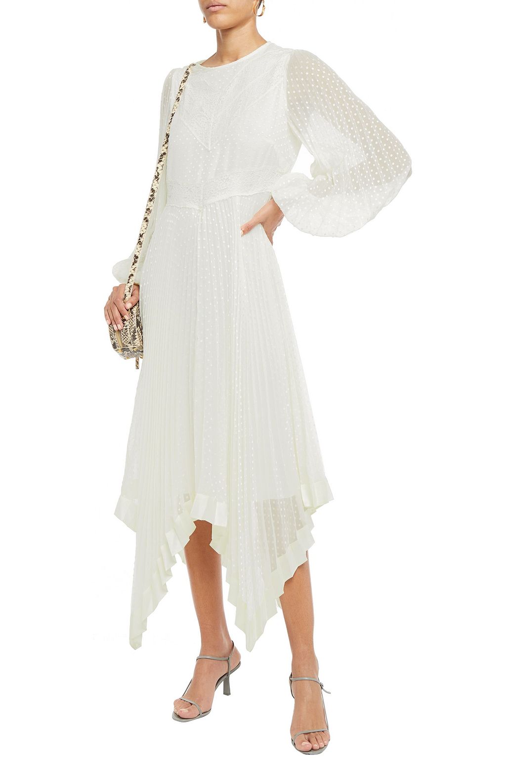 ZIMMERMANN Espionage lace-paneled pleated fil coupé chiffon midi dress