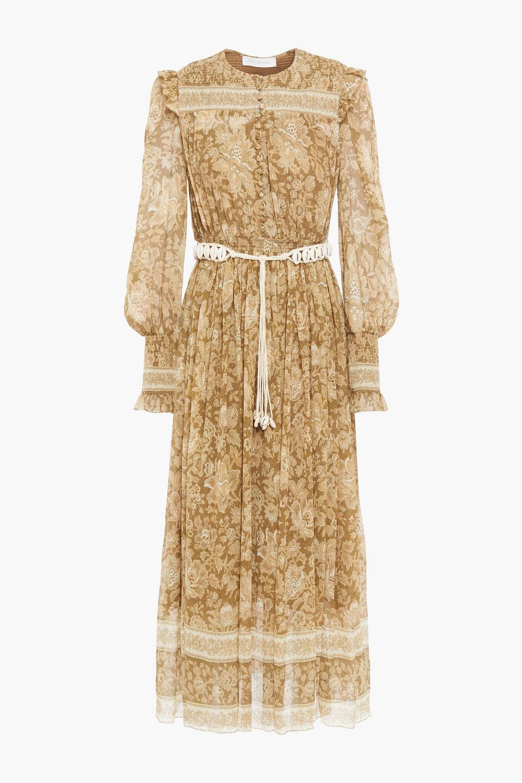 ZIMMERMANN Belted printed crepon midi dress | THE OUTNET