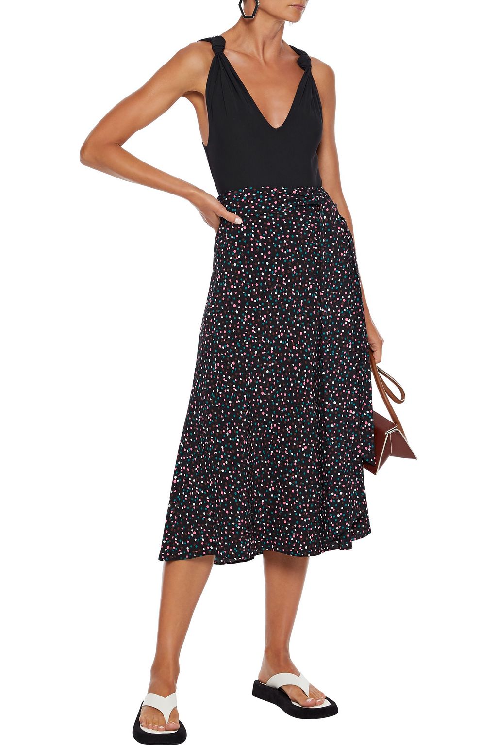 DIANE VON FURSTENBERG Lesley belted printed crepe midi skirt