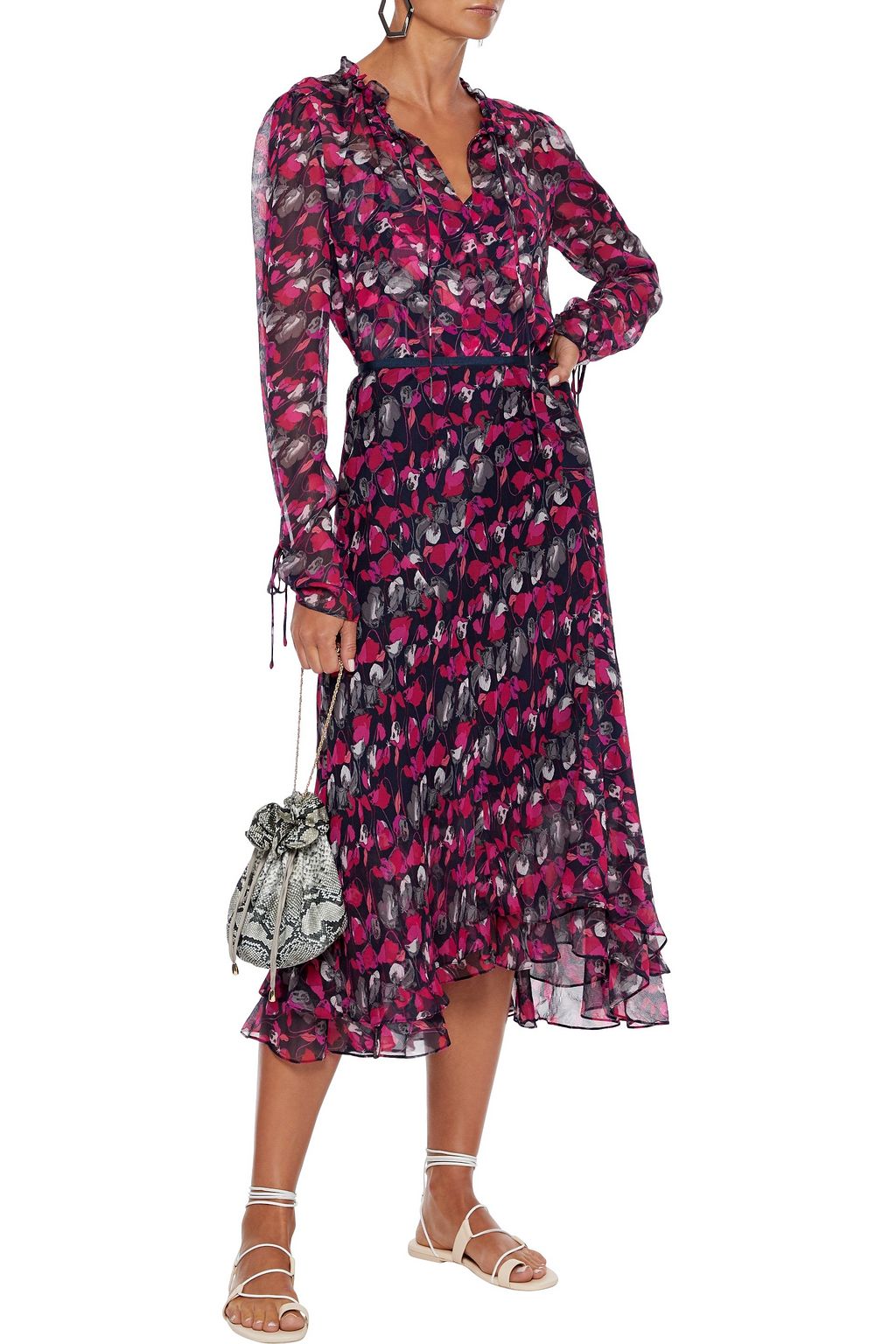 DIANE VON FURSTENBERG Lilian ruffle-trimmed floral-print silk-georgette blouse