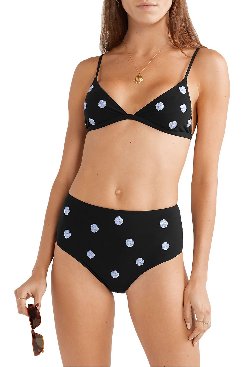 ANEMONE Embroidered high-rise bikini briefs
