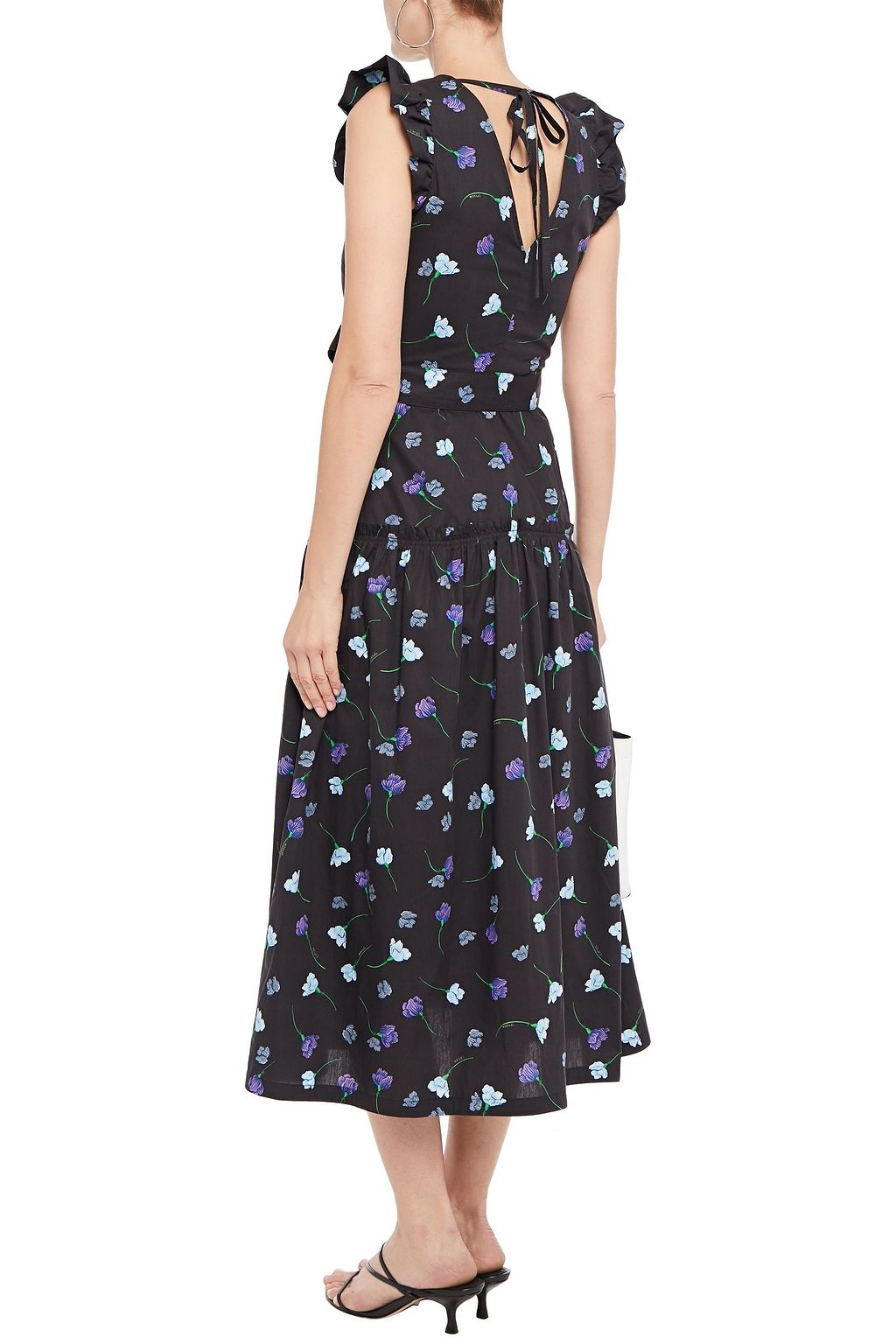 MARKUS LUPFER Ruffled floral-print cotton-poplin midi dress