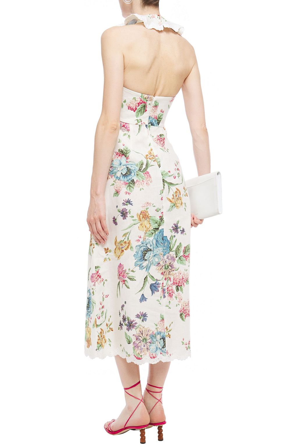 ZIMMERMANN Ninety Six Cascade floral-print linen halterneck midi dress