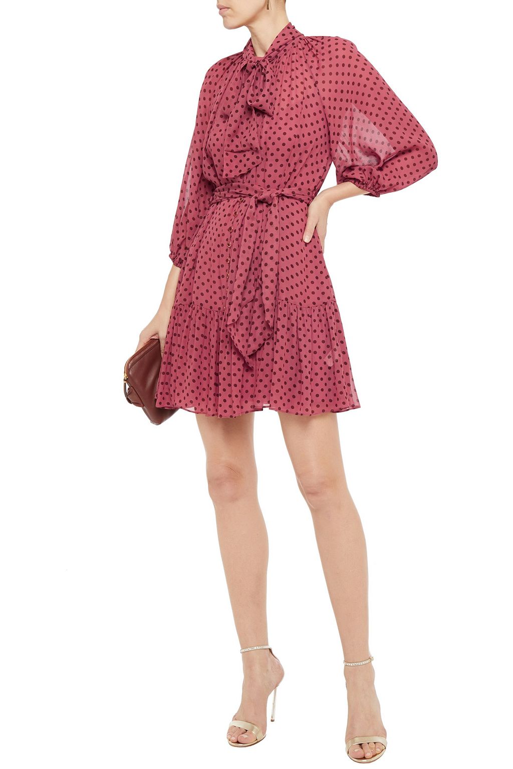 ZIMMERMANN Espionage pussy-bow polka-dot georgette mini dress