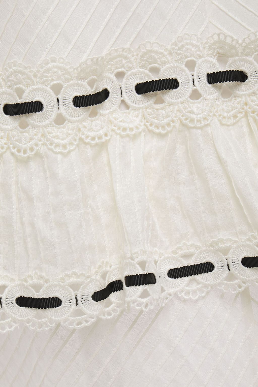 ZIMMERMANN Honour tiered guipure lace-trimmed pintucked cotton midi dress
