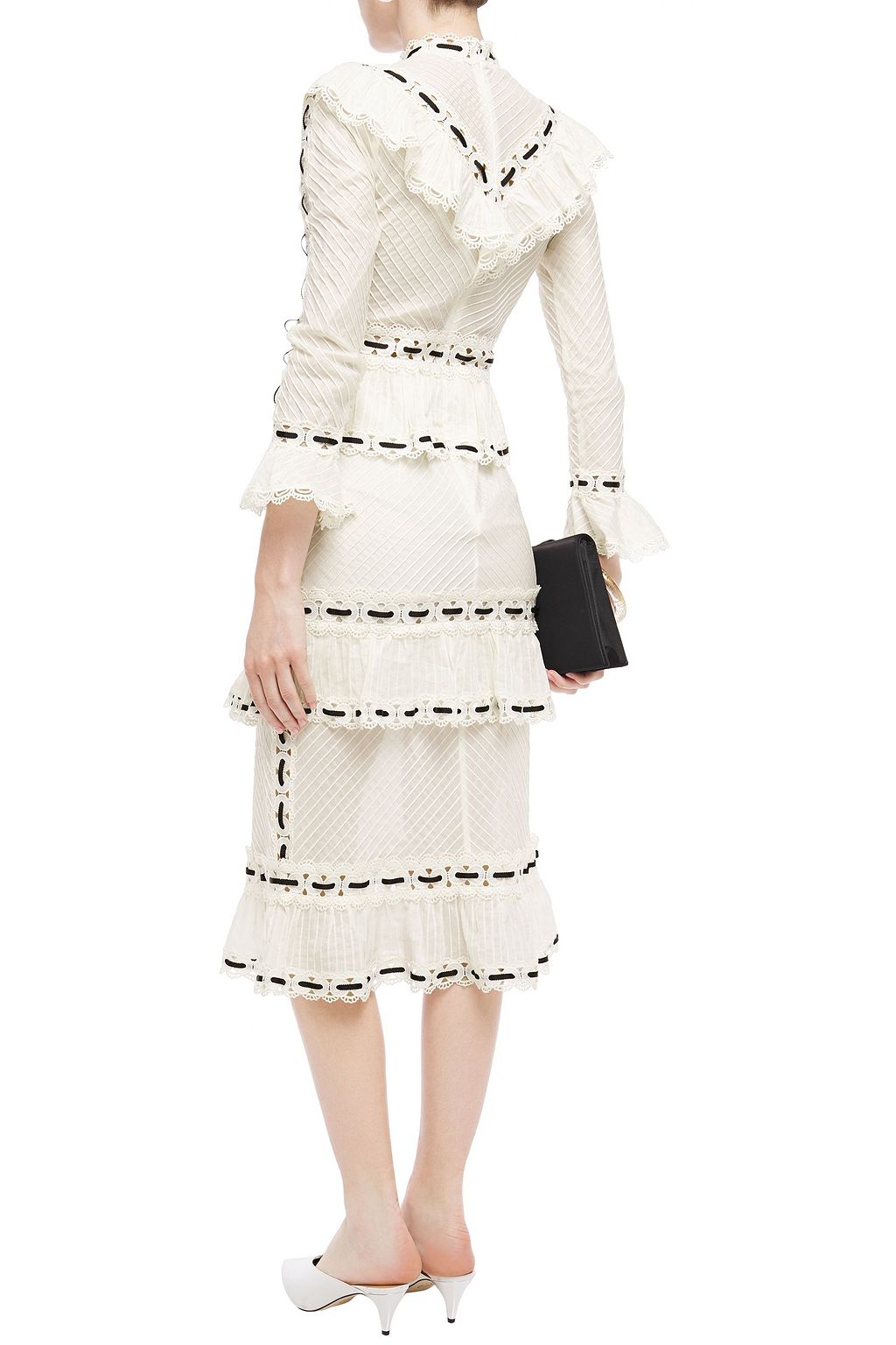 ZIMMERMANN Honour tiered guipure lace-trimmed pintucked cotton midi dress