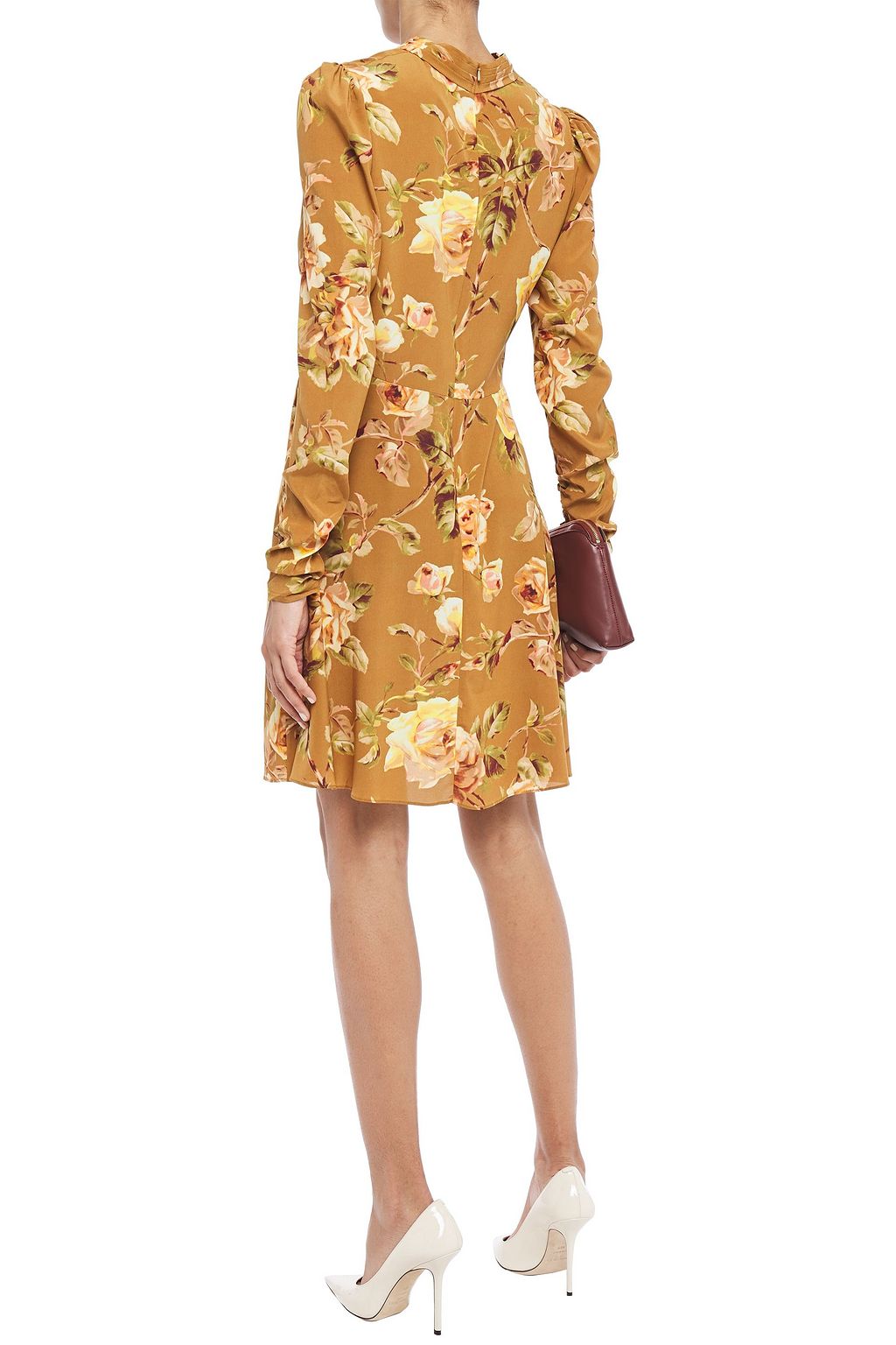 ZIMMERMANN Draped floral-print stretch-silk mini dress