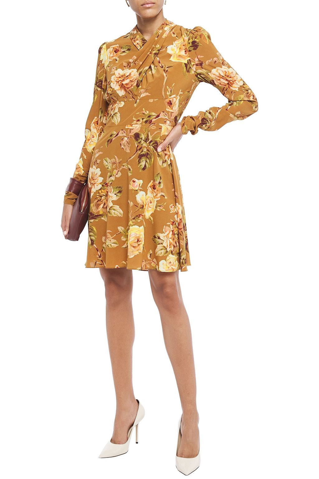 ZIMMERMANN Draped floral-print stretch-silk mini dress