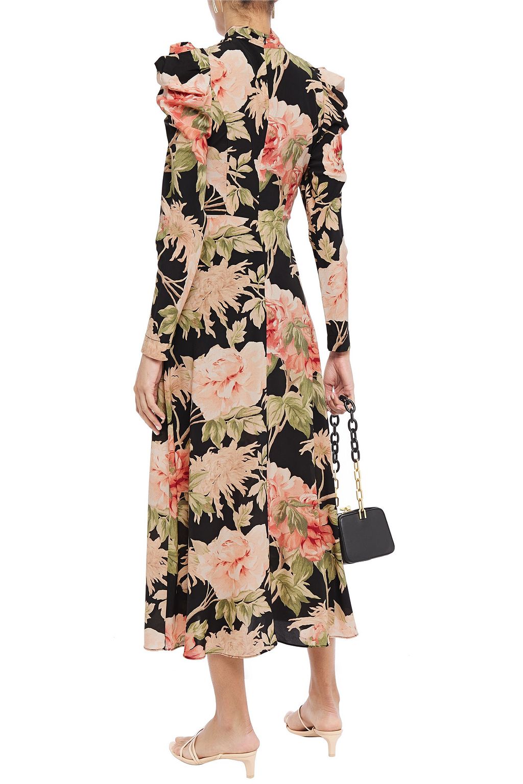 ZIMMERMANN Ruched floral-print stretch-silk  midi dress