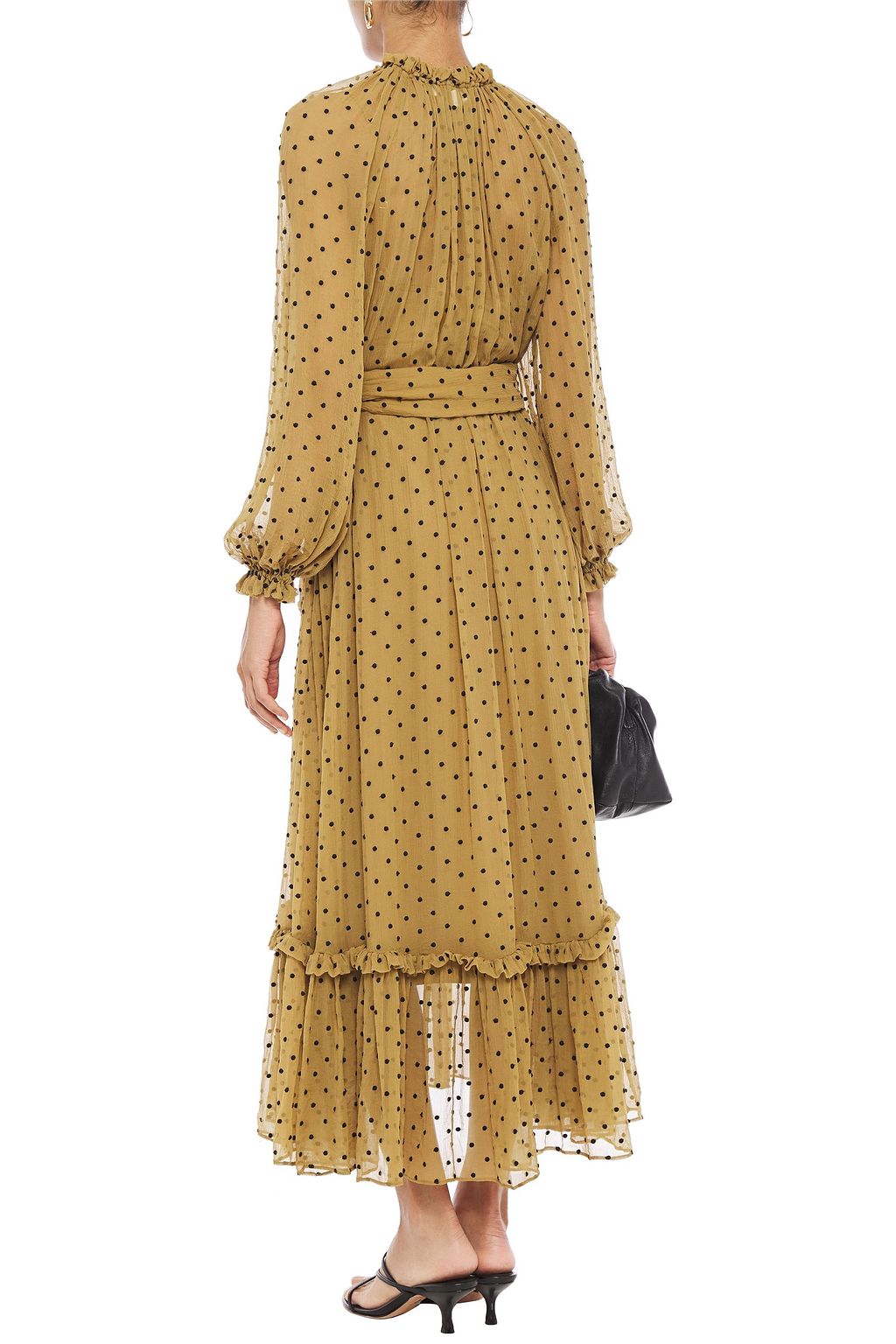 ZIMMERMANN Gathered Swiss-dot silk-georgette midi dress