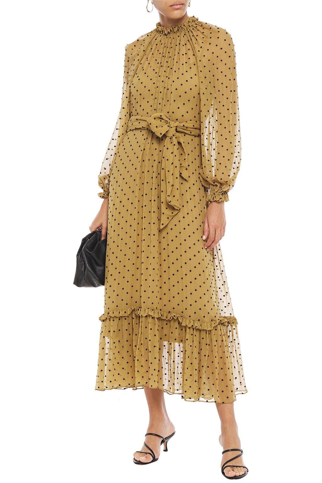 ZIMMERMANN Gathered Swiss-dot silk-georgette midi dress