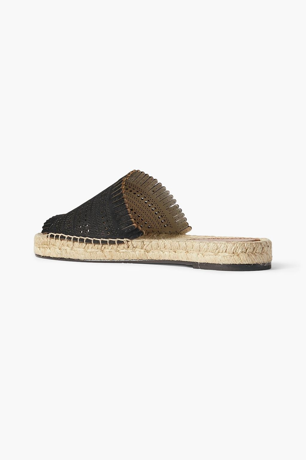 ALAÏA Fringed laser-cut leather espadrille slides