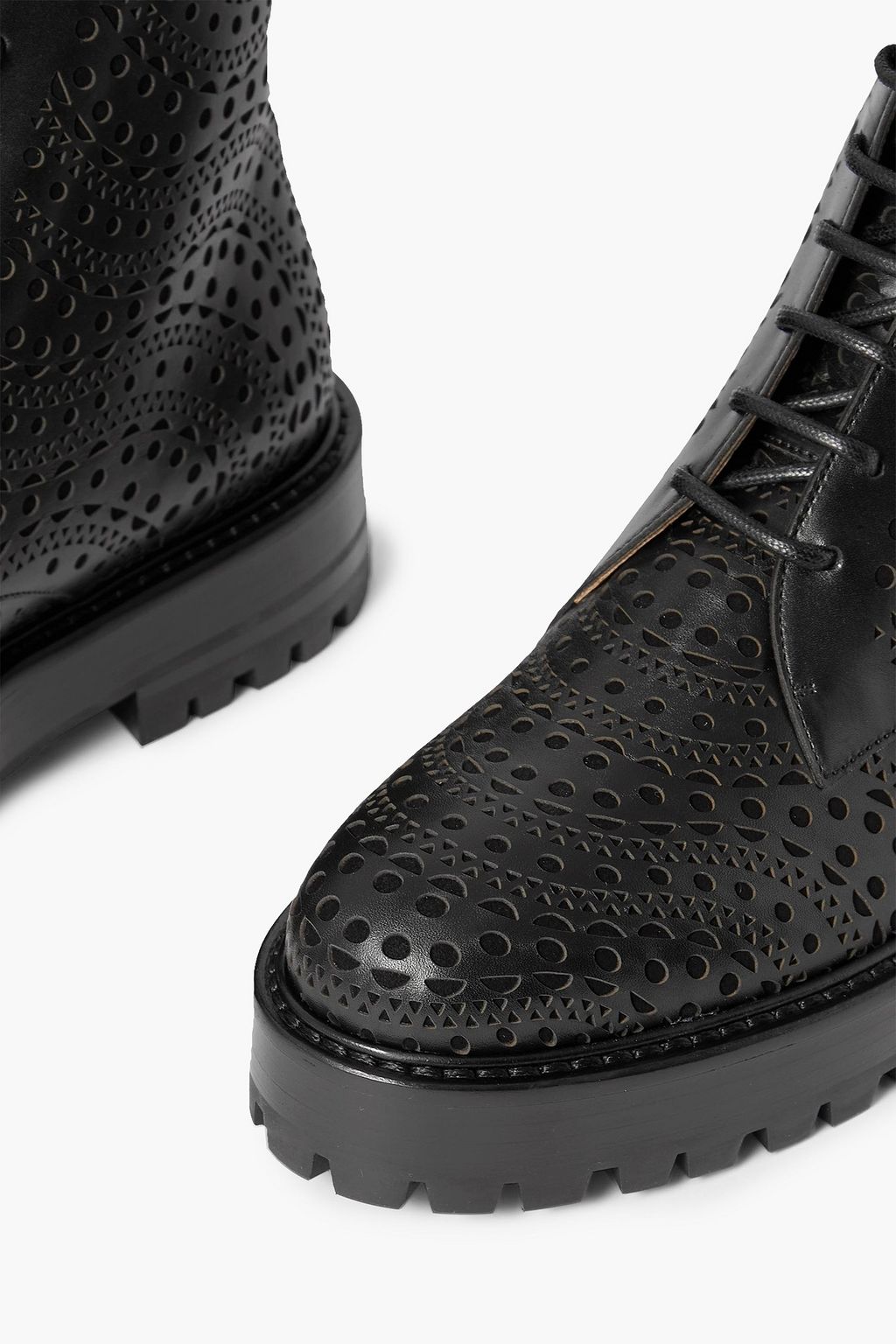 ALAÏA Laser-cut leather combat boots
