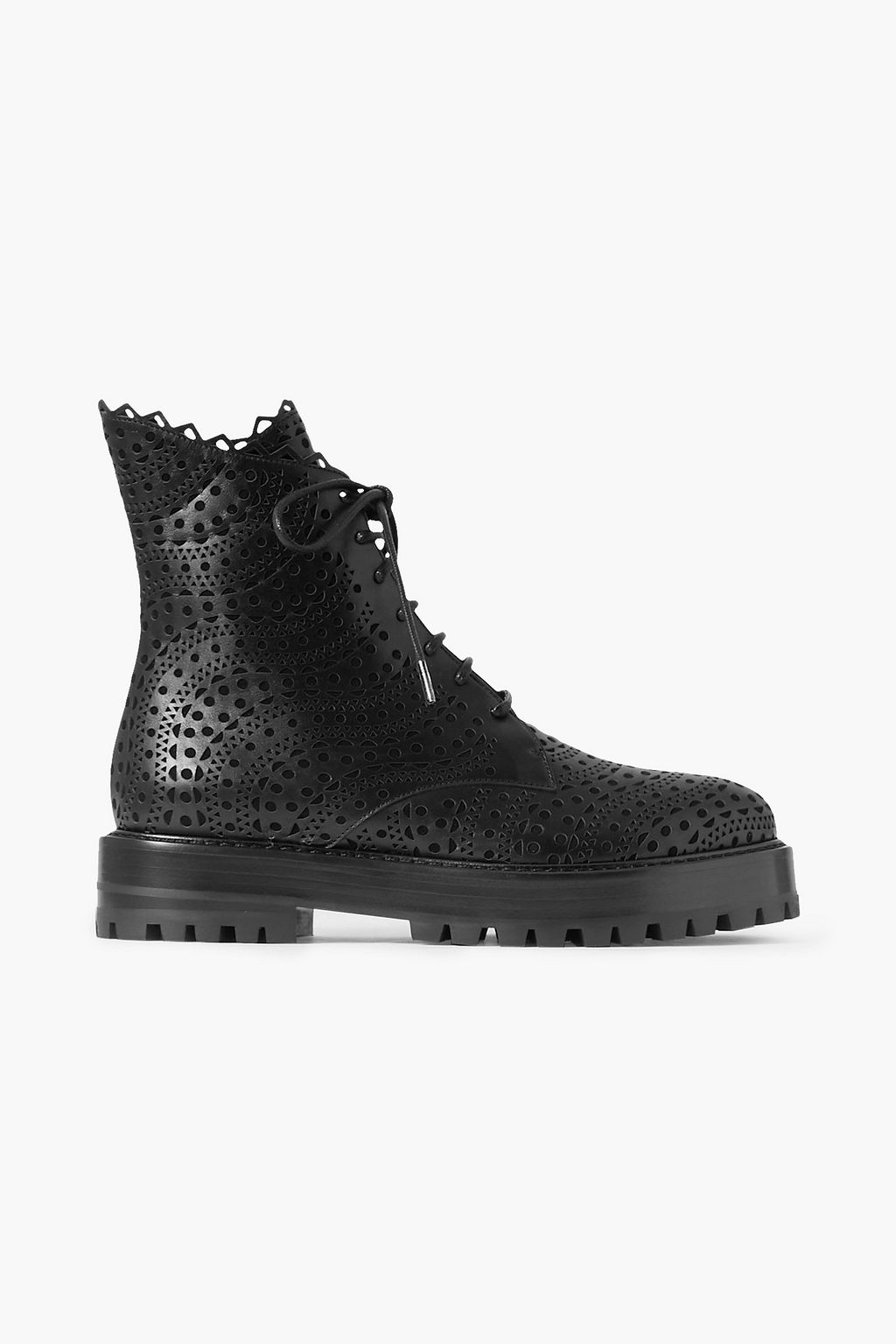 ALAÏA Laser-cut leather combat boots | THE OUTNET