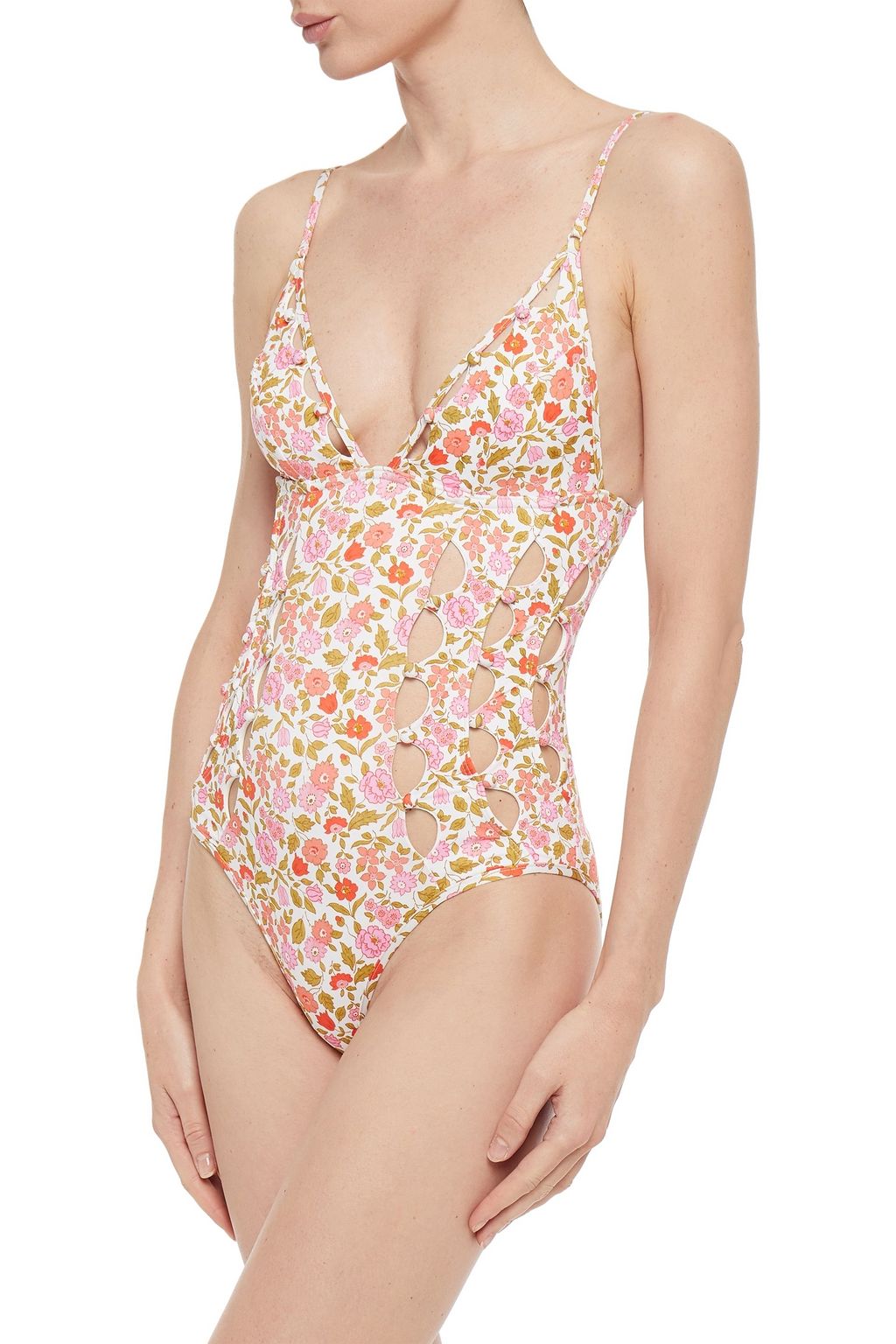 ZIMMERMANN Button-embellished cutout swimsuit