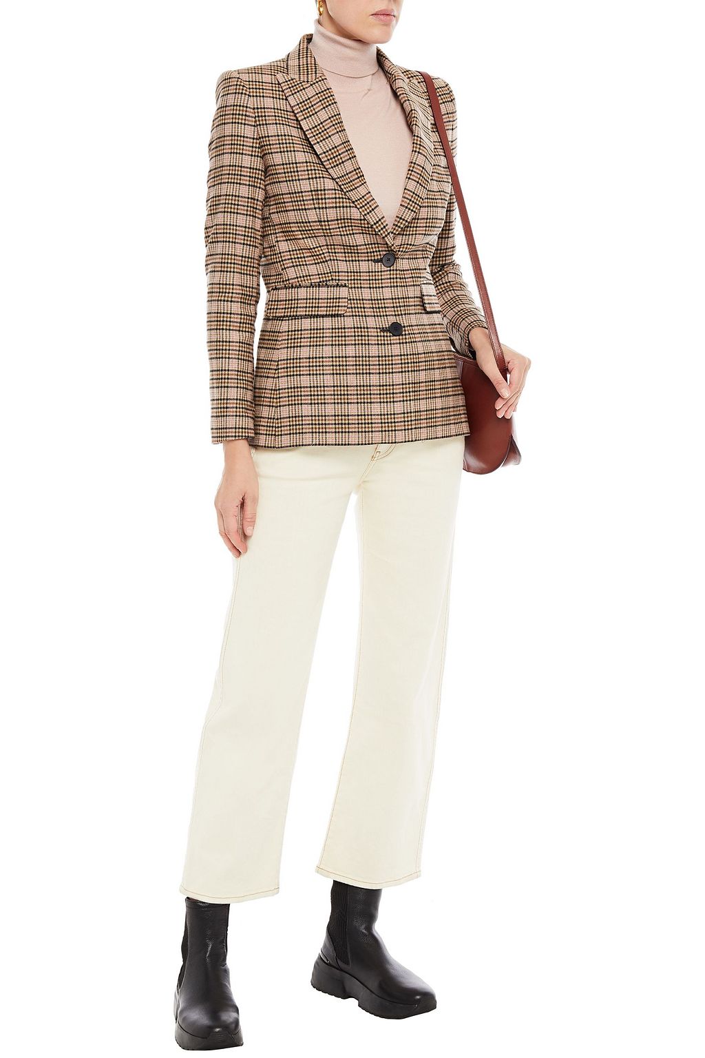 MAJE Prince of Wales checked woven blazer THE OUTNET