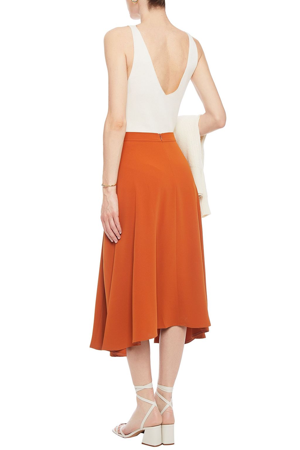 IRIS & INK Ella asymmetric crepe midi skirt
